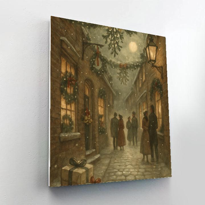 Mistletoe Moonlit Alley painting number kit