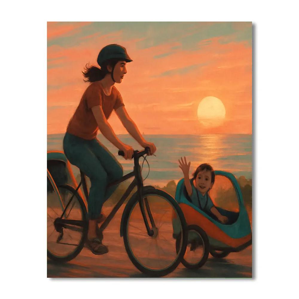 Bike Trailer Sunset Ride paint by numbers