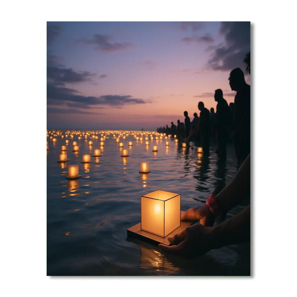 Lantern Floating Oahu Night Paint by numbers art