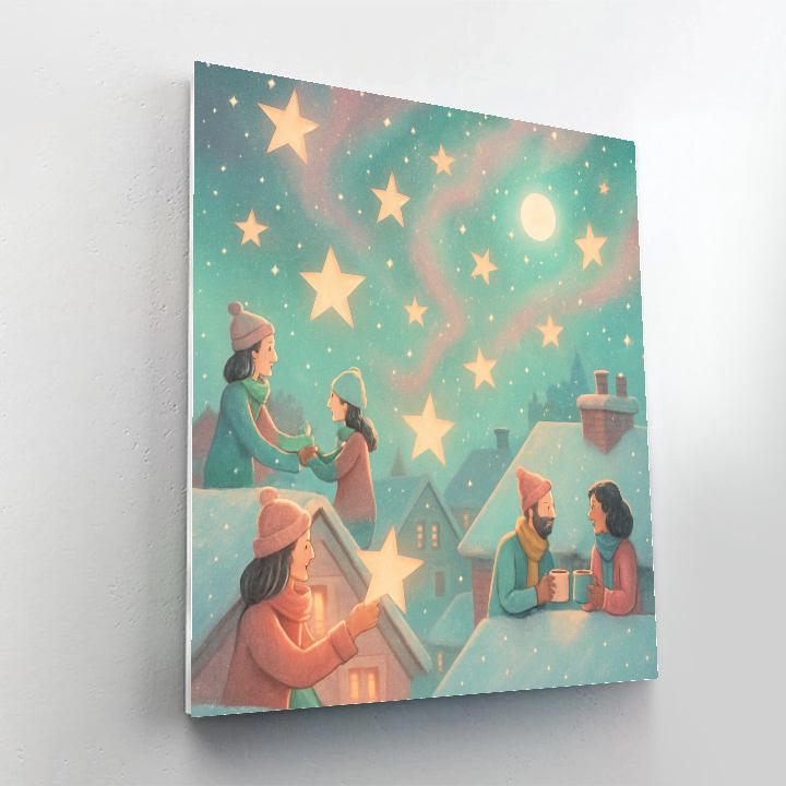 Paper Star Rooftop Party paint by numbers