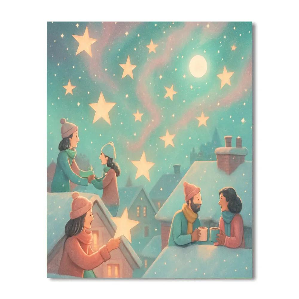 Paper Star Rooftop Party paint by numbers