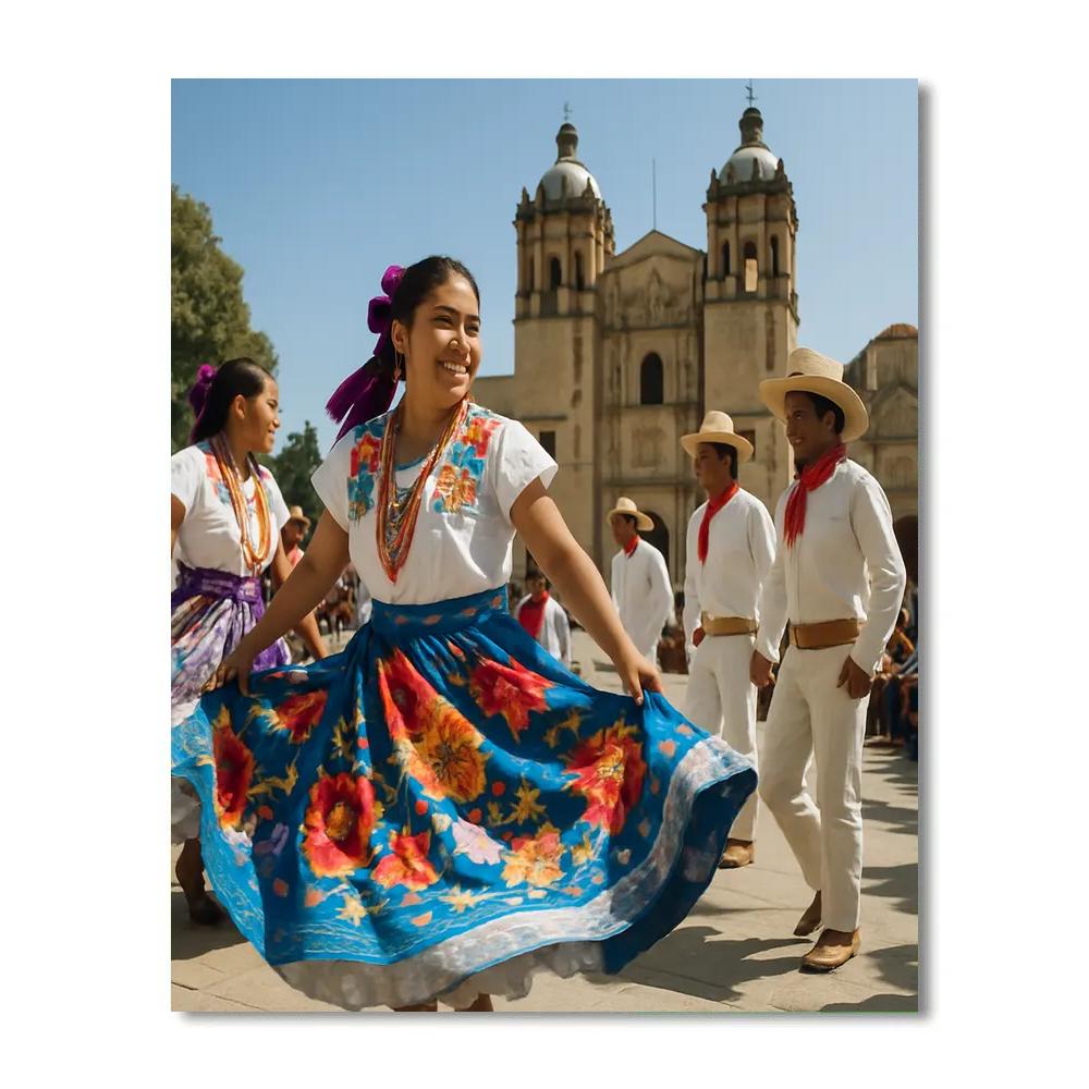 Guelaguetza Dance Plaza paint by color