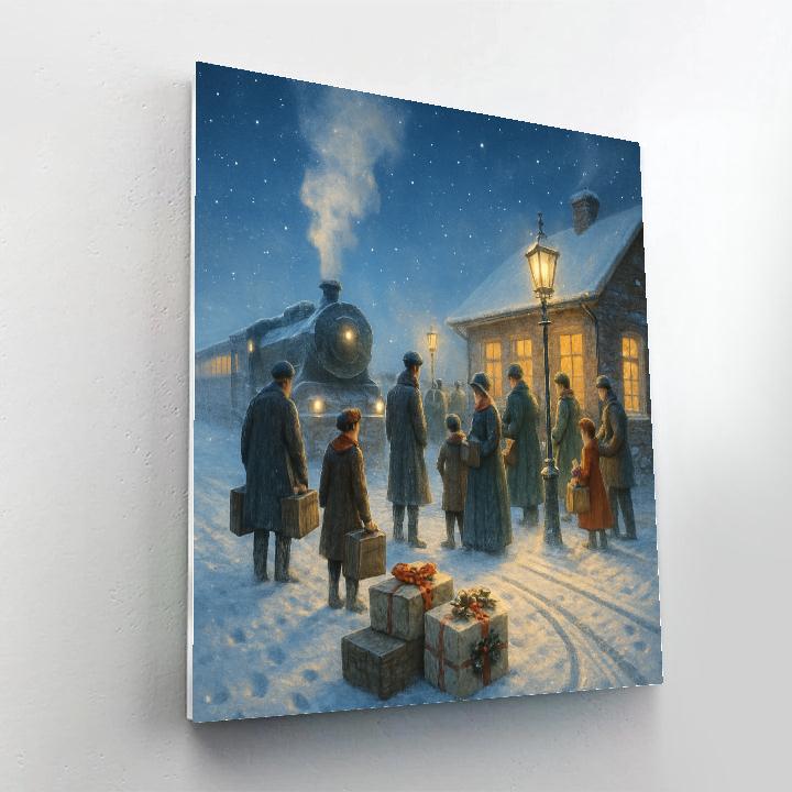 Snow Lantern Train Station Numbered painting kits