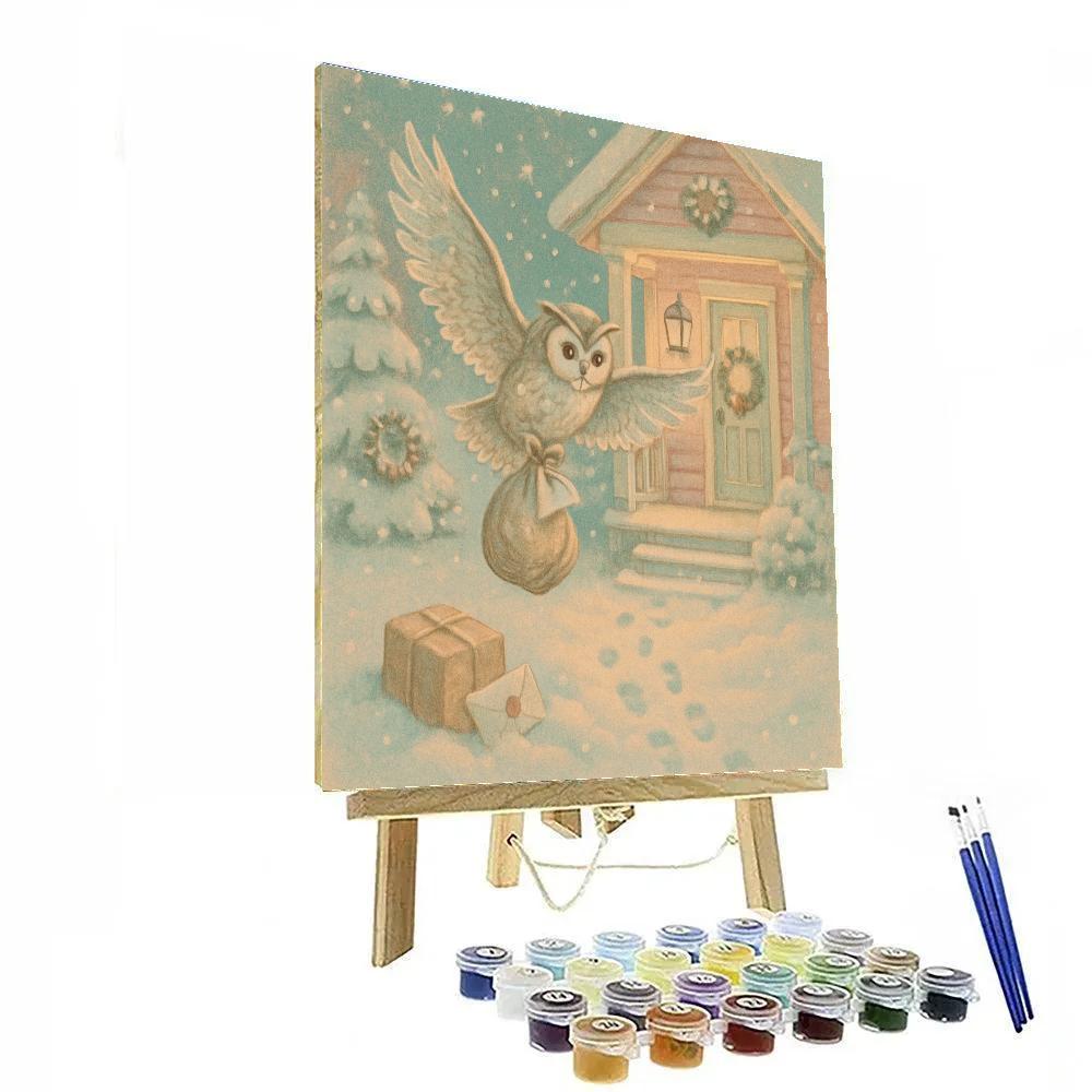 Holiday Post Owl Delivery DIY paint by numbers