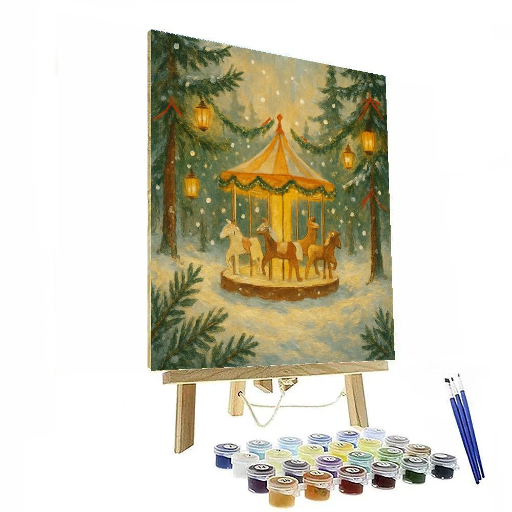 Frosted Lantern Carousel Forest paint by number