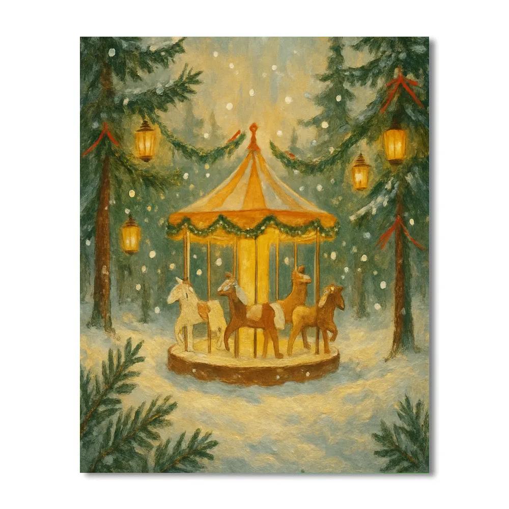 Frosted Lantern Carousel Forest paint by number
