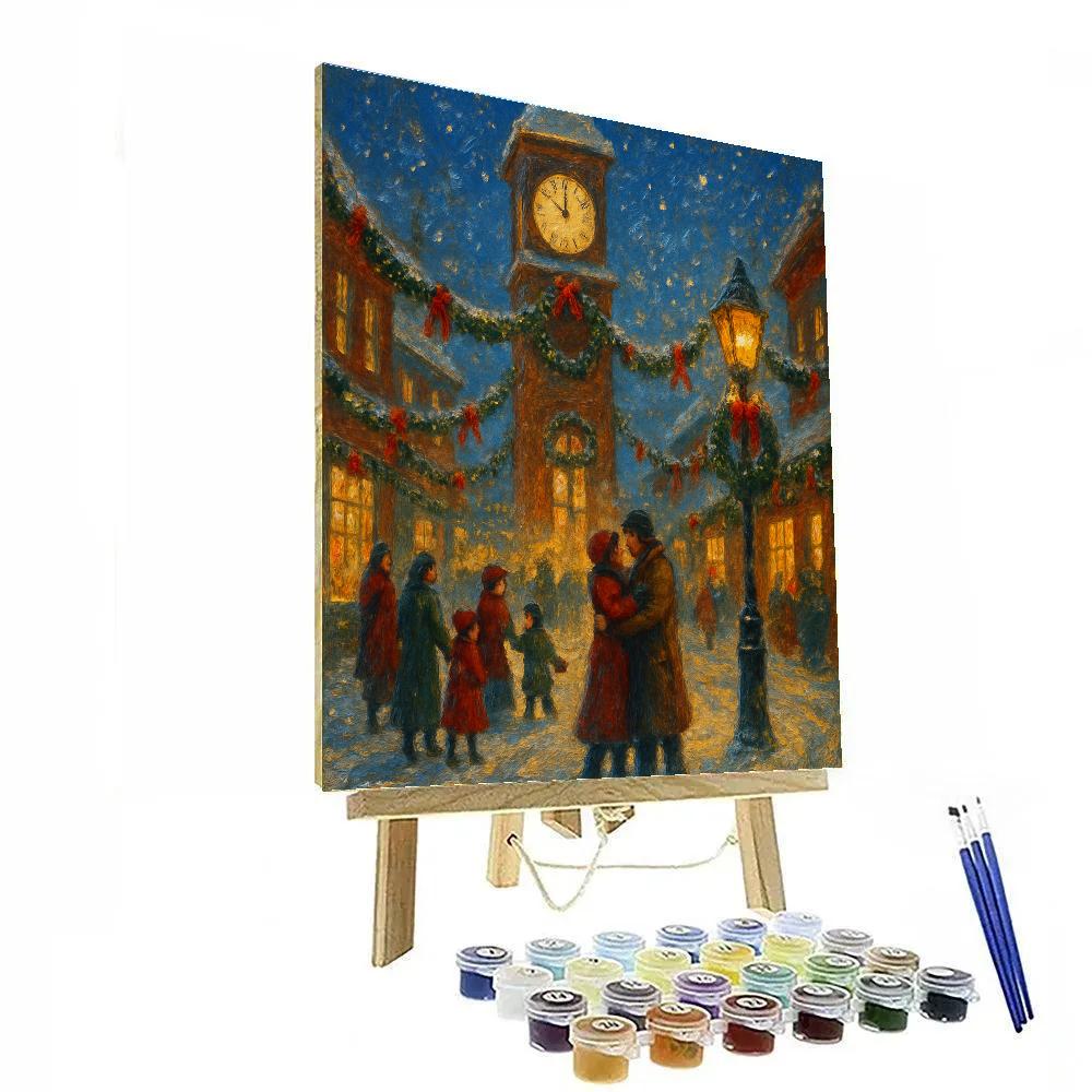 Snowy Clocktower Reunion Painting by numbers kit