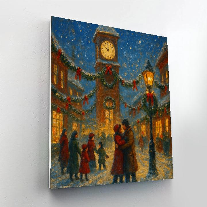 Snowy Clocktower Reunion Painting by numbers kit