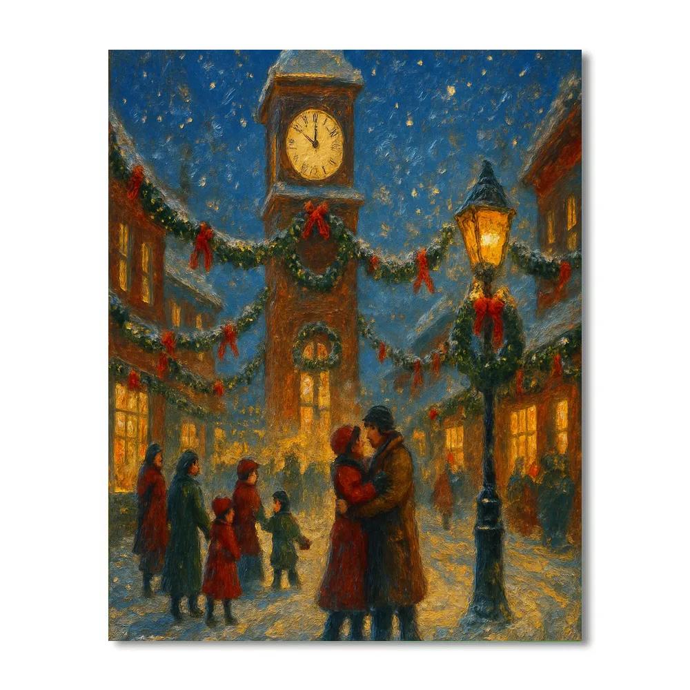 Snowy Clocktower Reunion Painting by numbers kit
