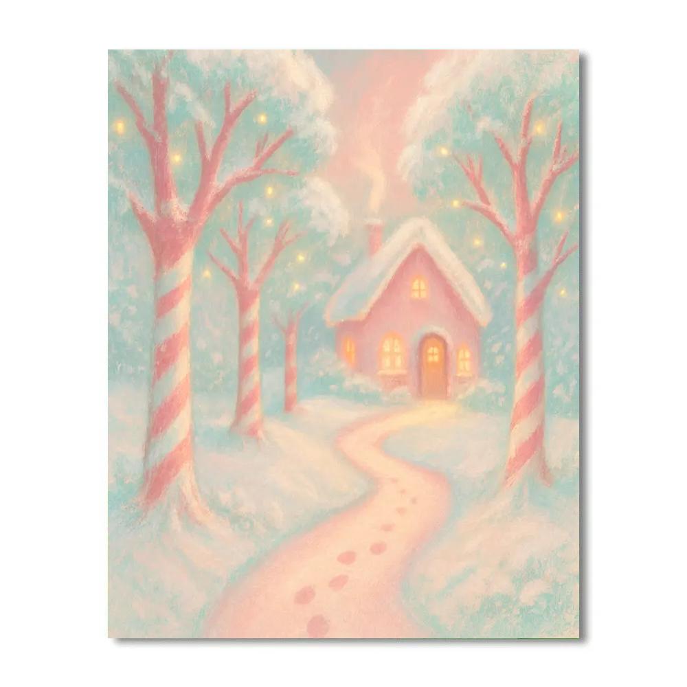 Candy Cane Forest Path Painting by numbers kit