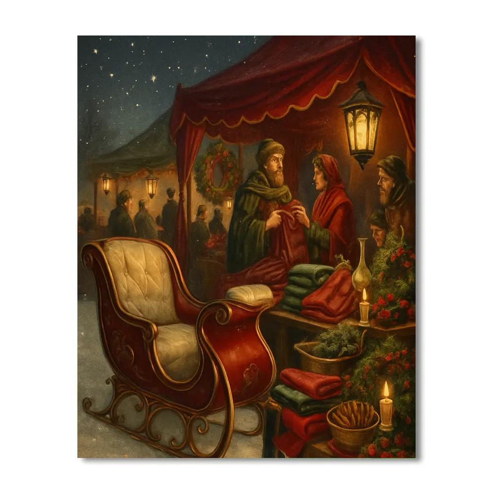 Velvet Night Market Sleigh Numbered painting kits