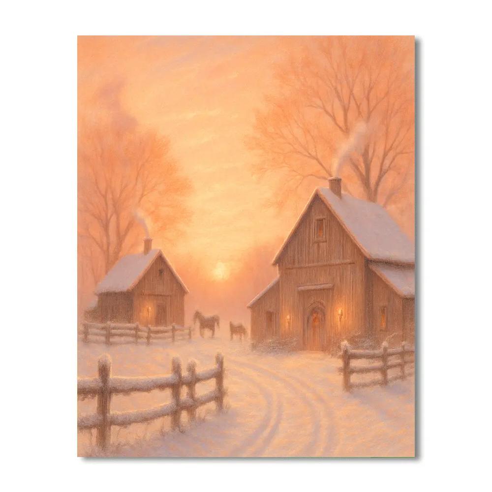 Dawn Over Sugar Maple Farm paint by number