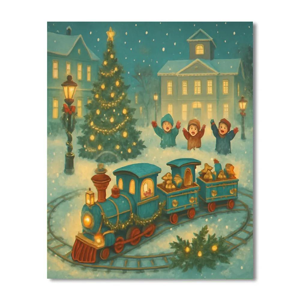 Snow Lantern Train Of Toys Paint by numbers art