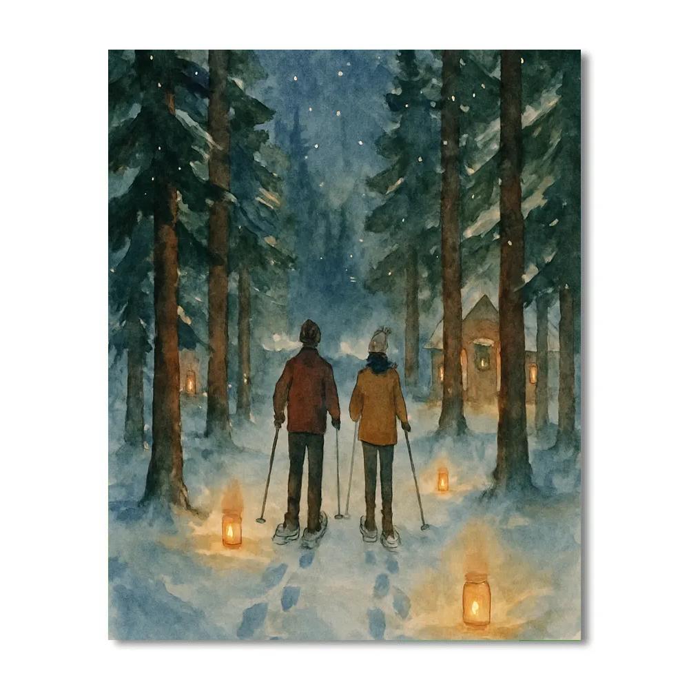 Candlelit Snowshoe Stroll paint by numbers