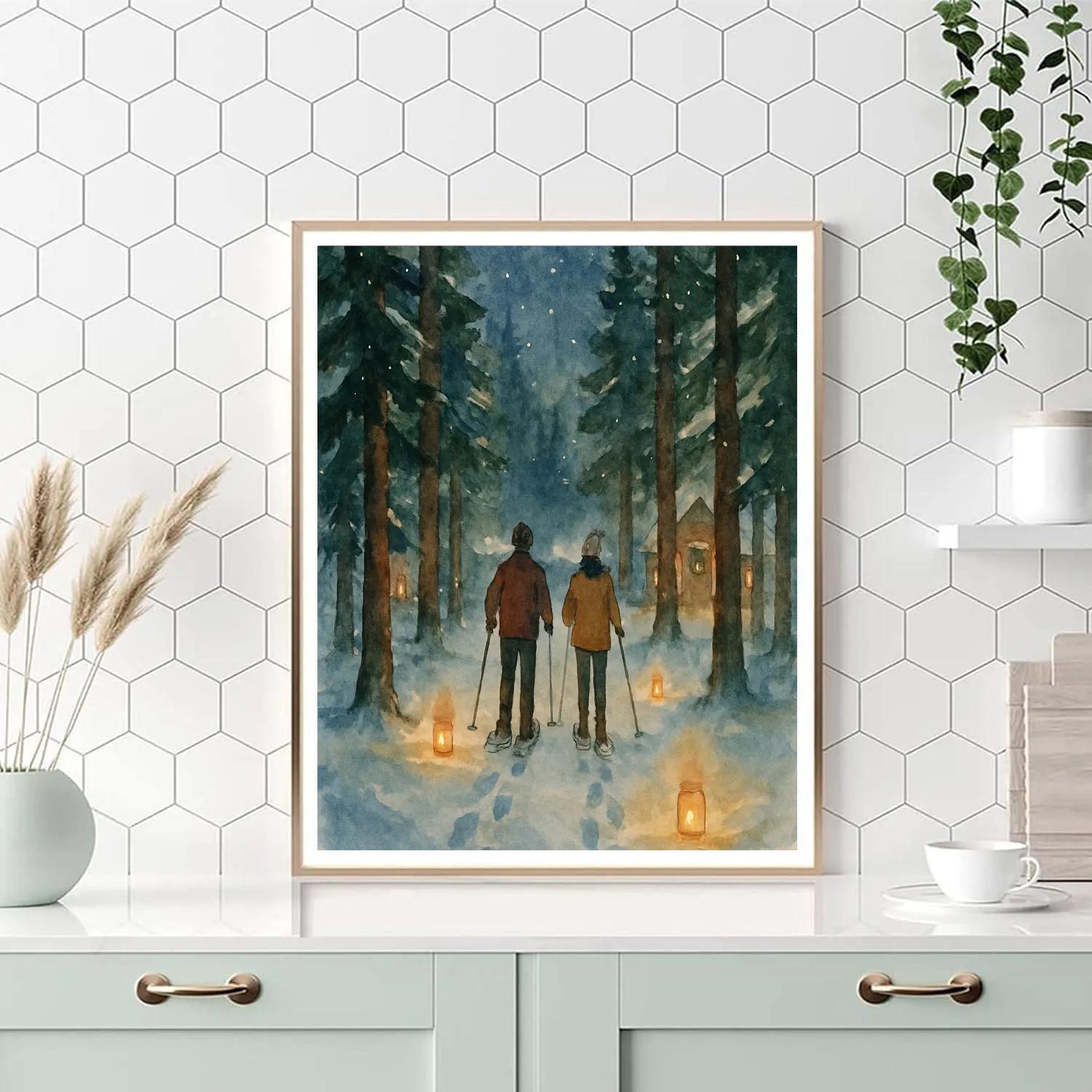 Candlelit Snowshoe Stroll paint by numbers