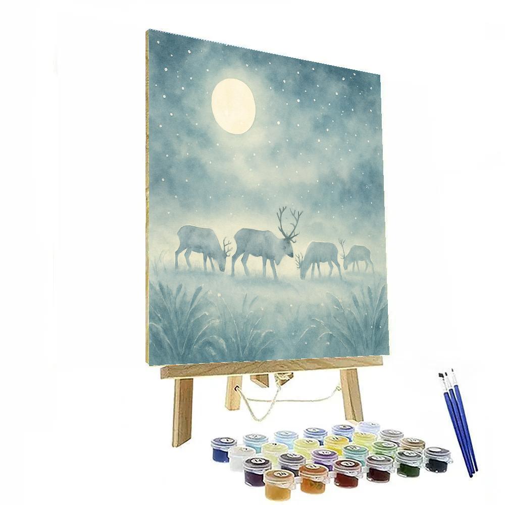 Moonlit Reindeer Meadow Painting by numbers kit