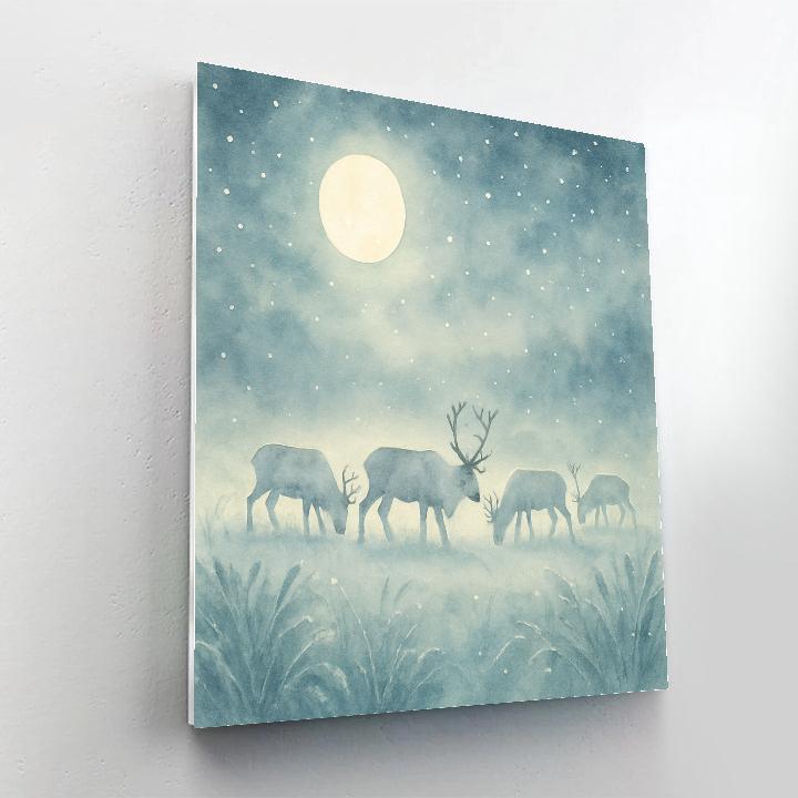 Moonlit Reindeer Meadow Painting by numbers kit