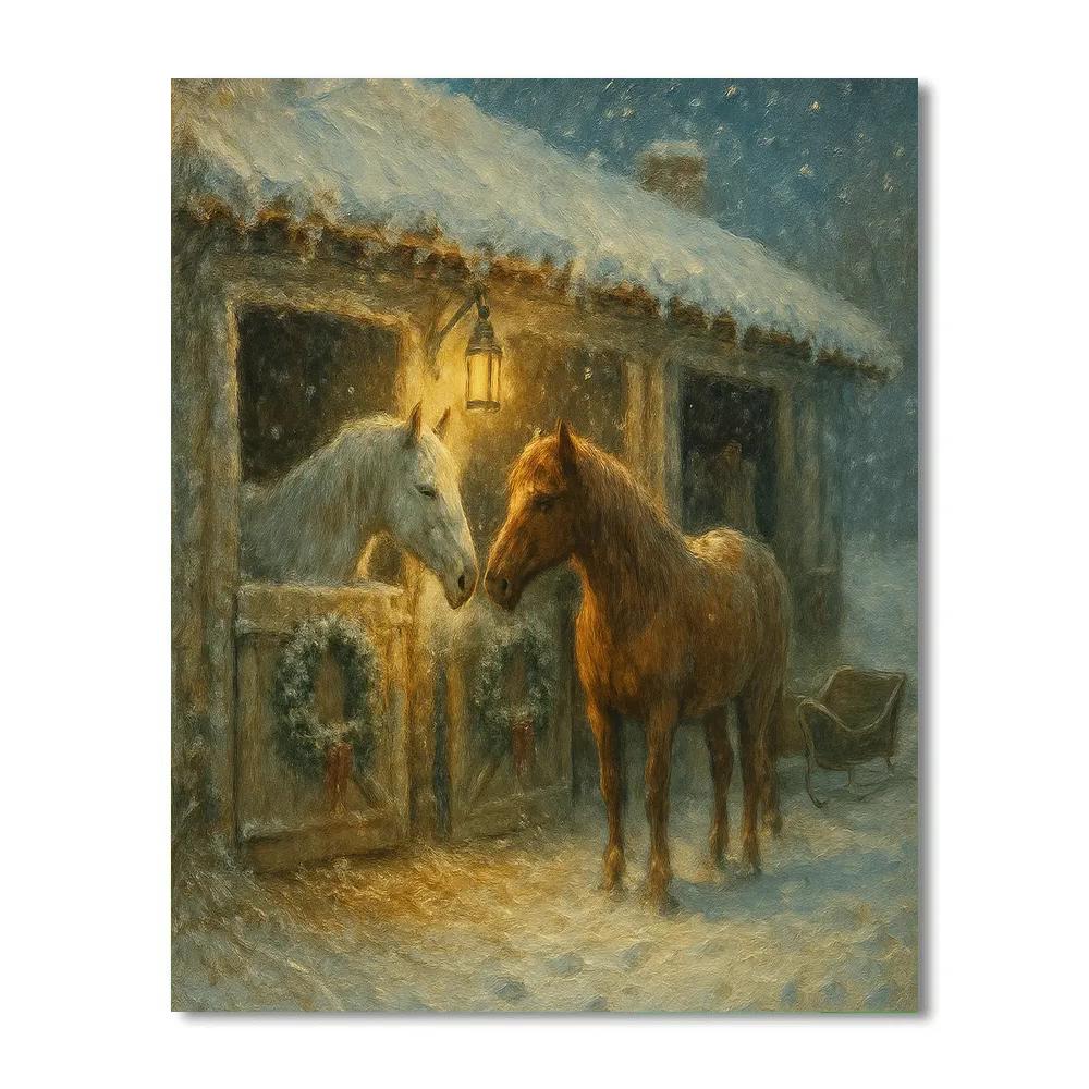 Crystalline Stables Night Paint by numbers art