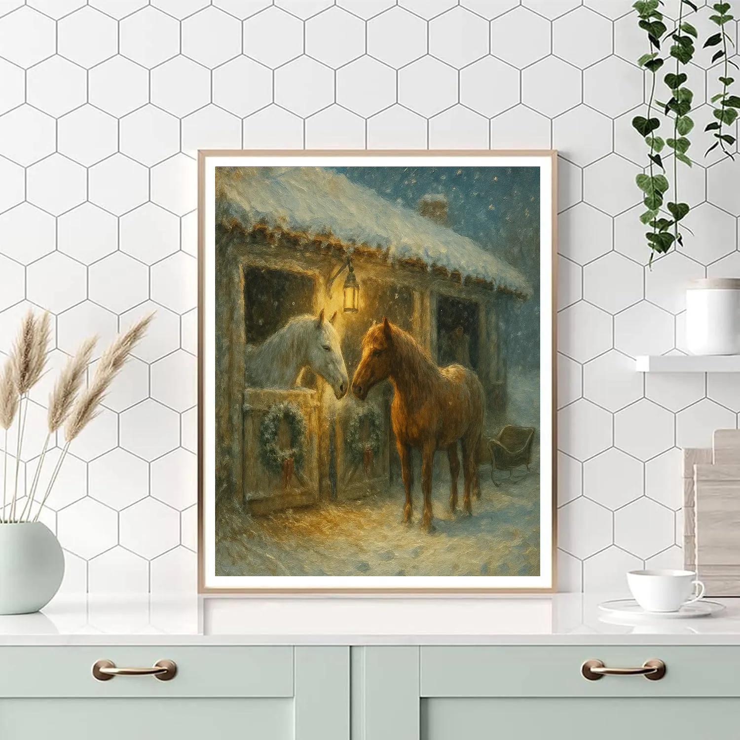 Crystalline Stables Night Paint by numbers art