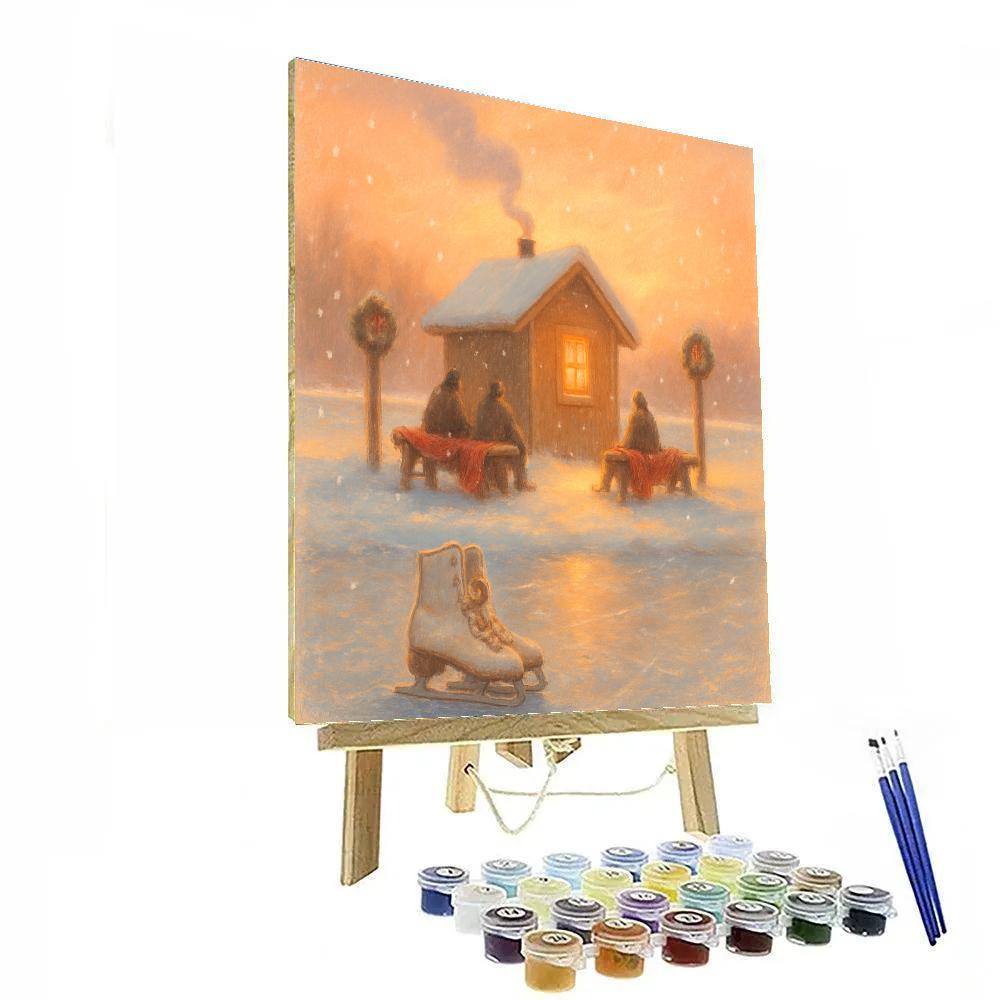 Warming Hut At Sunrise Paint by numbers art
