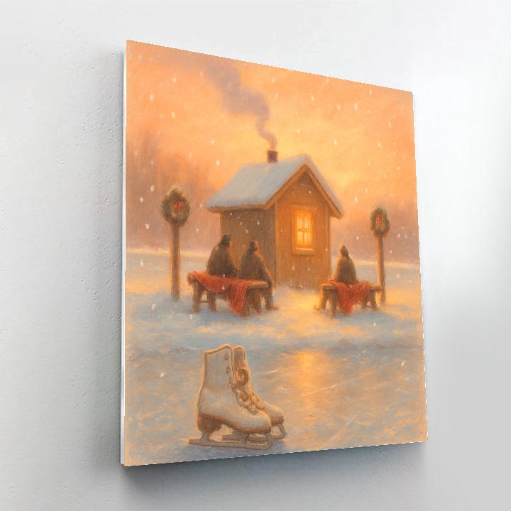 Warming Hut At Sunrise Paint by numbers art