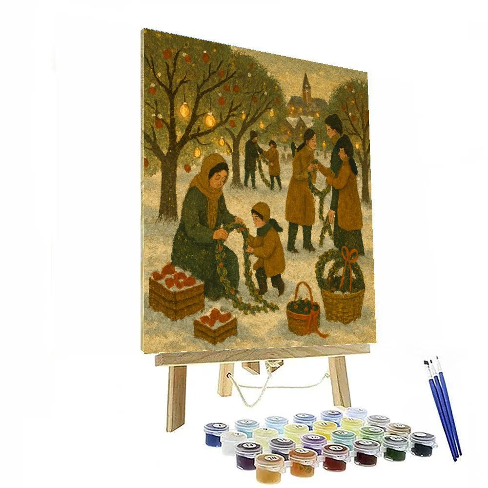 Snow Lantern Orchard Evening DIY paint by numbers
