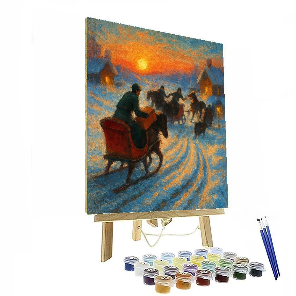 Sleigh Relay At Dawn Number painting