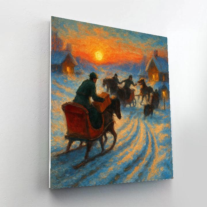 Sleigh Relay At Dawn Number painting