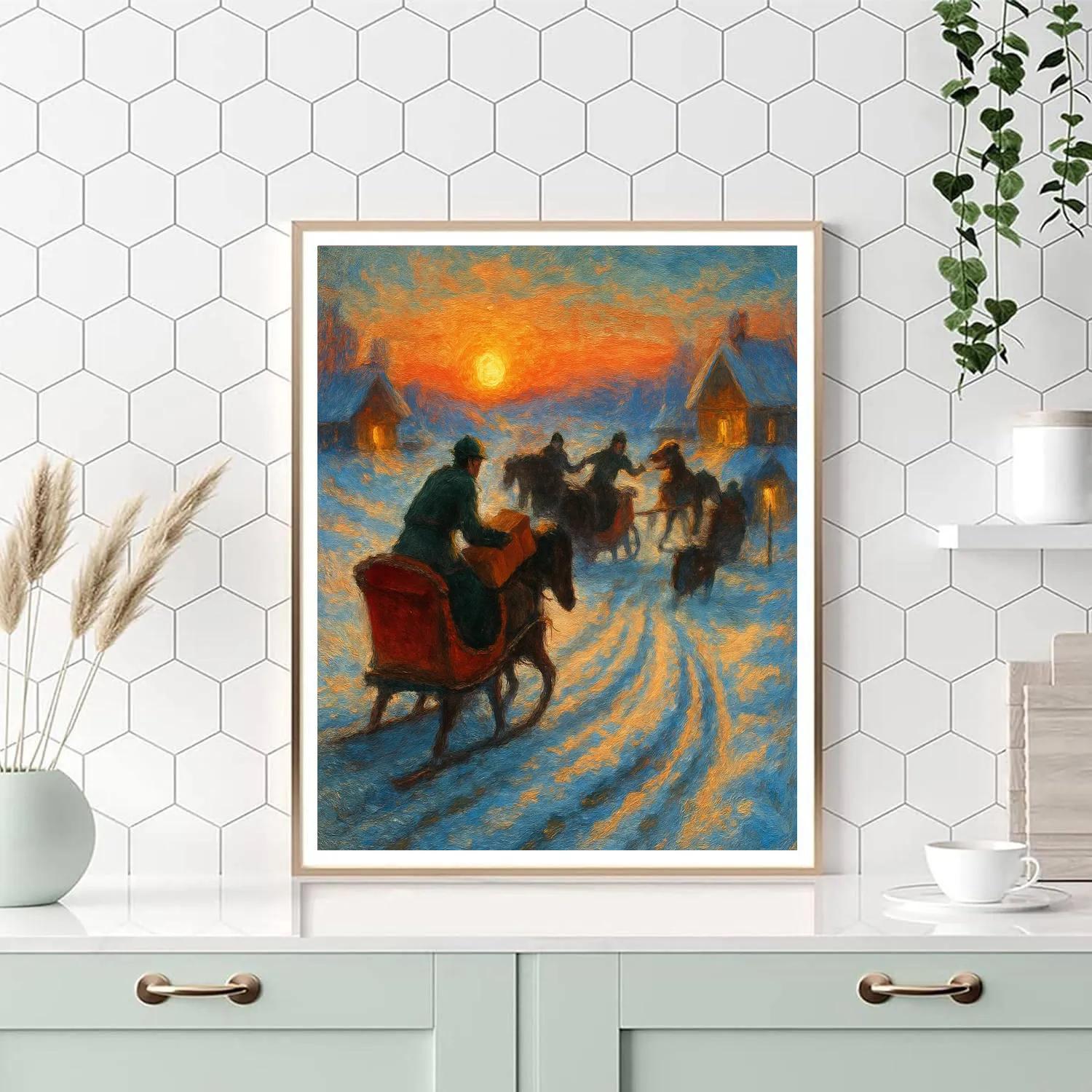 Sleigh Relay At Dawn Number painting