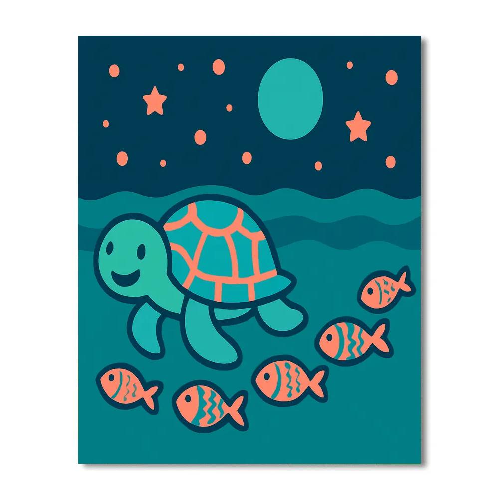 Starlight Sea Turtle Parade Paint by numbers art