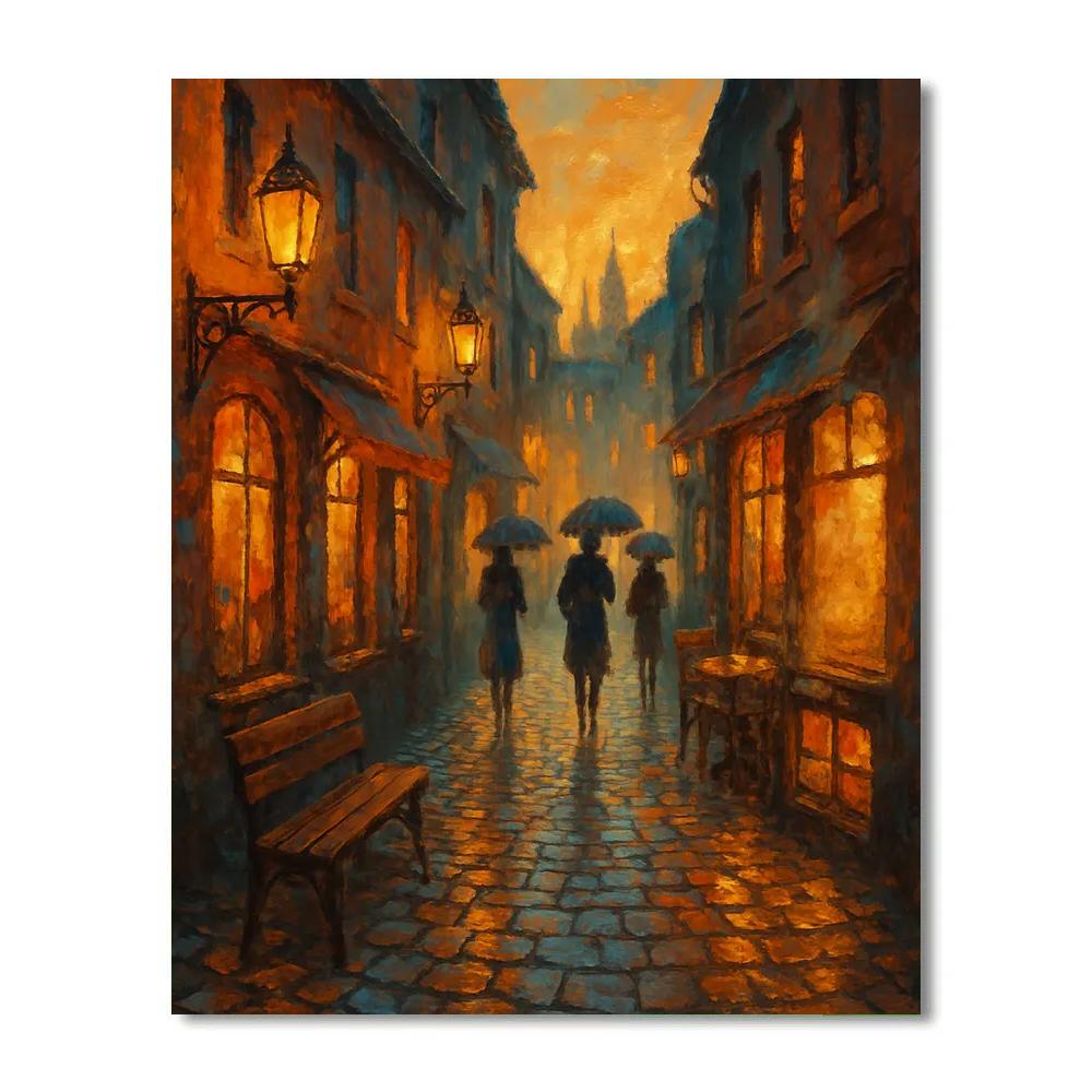 Lantern Lane At Dusk DIY paint by numbers