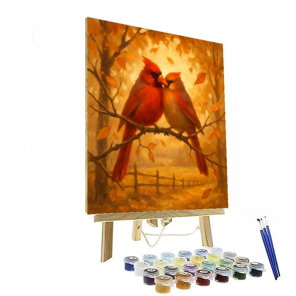 Autumn Cardinal Hearth Numbered painting kits