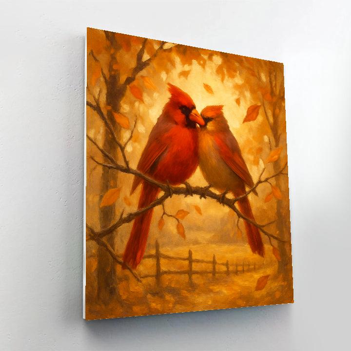 Autumn Cardinal Hearth Numbered painting kits