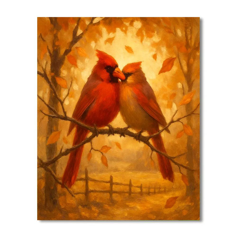 Autumn Cardinal Hearth Numbered painting kits