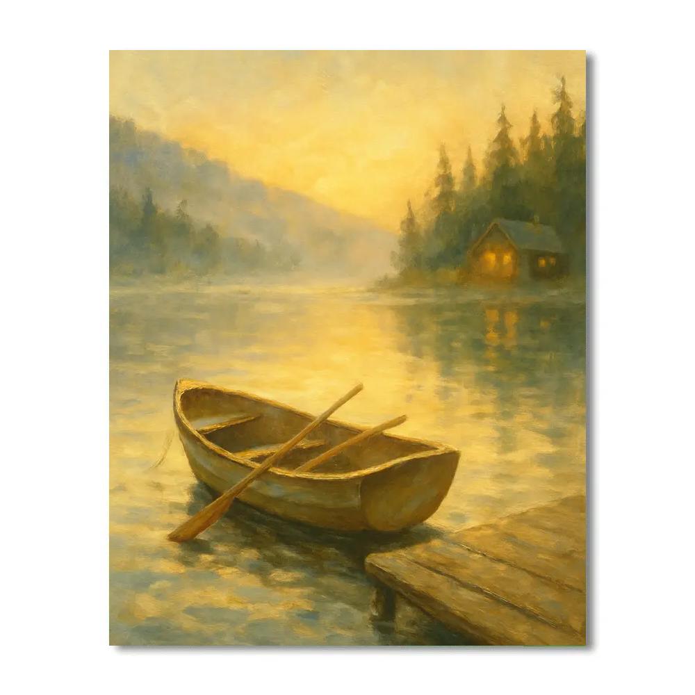 Sunrise Rowboat Whisper painting number kit