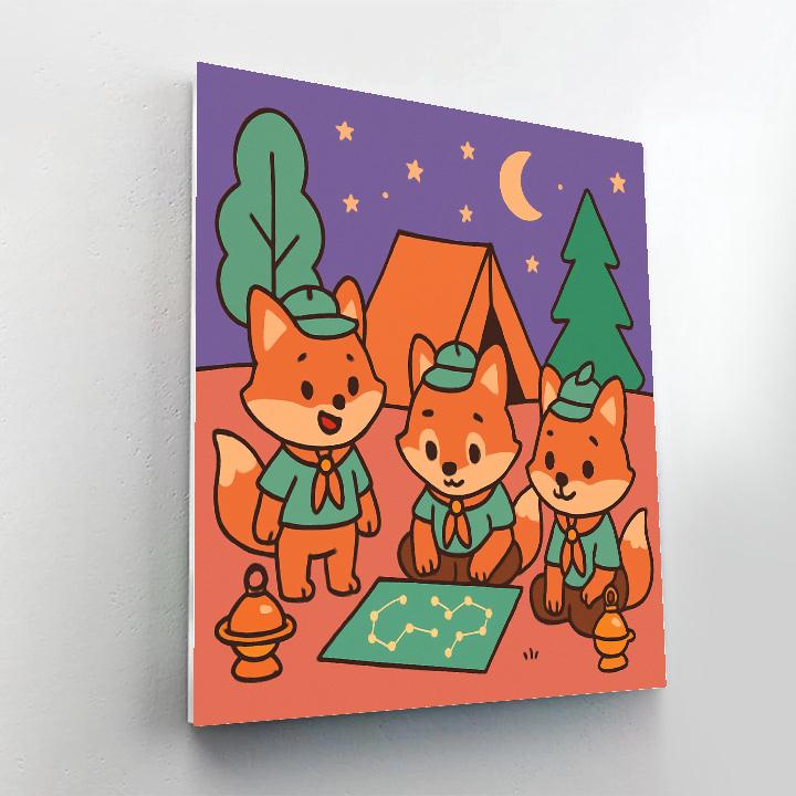 Cosmic Forest Fox Scouts Number painting