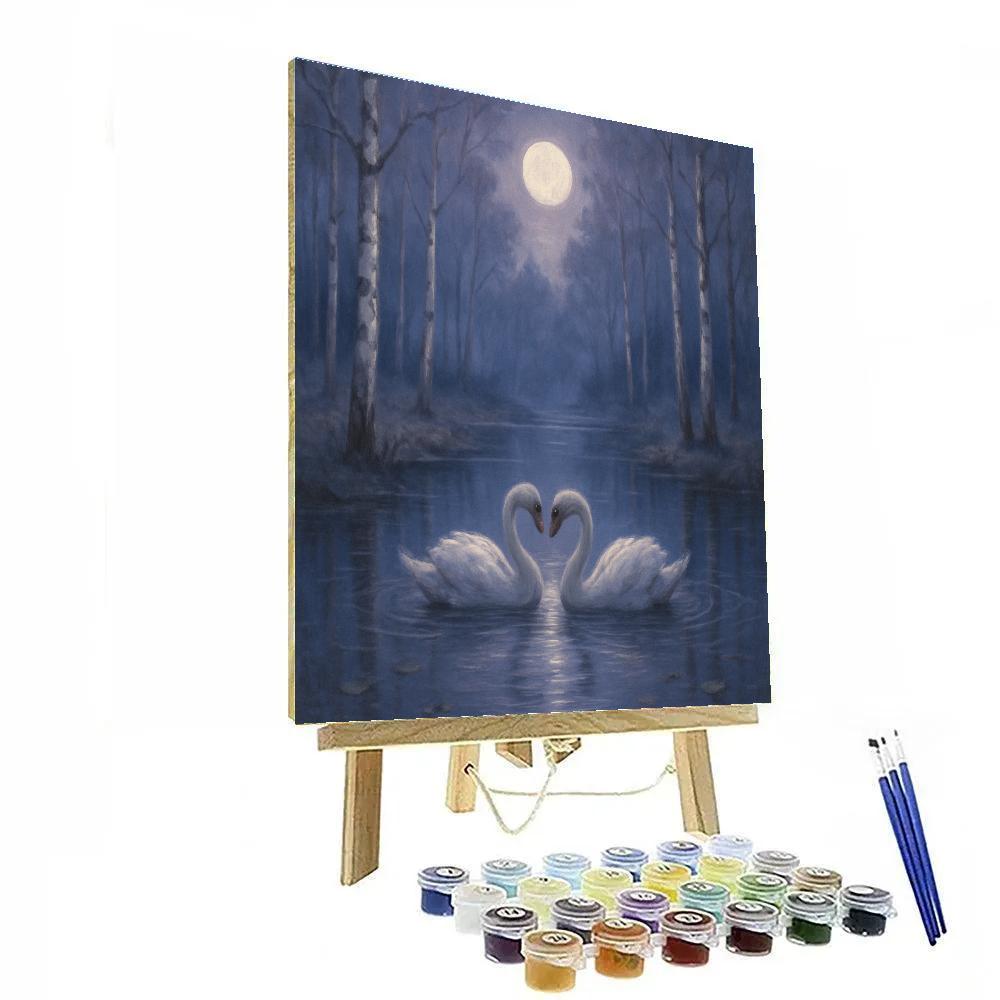 Moonlit Birch Serenade Paint by numbers art