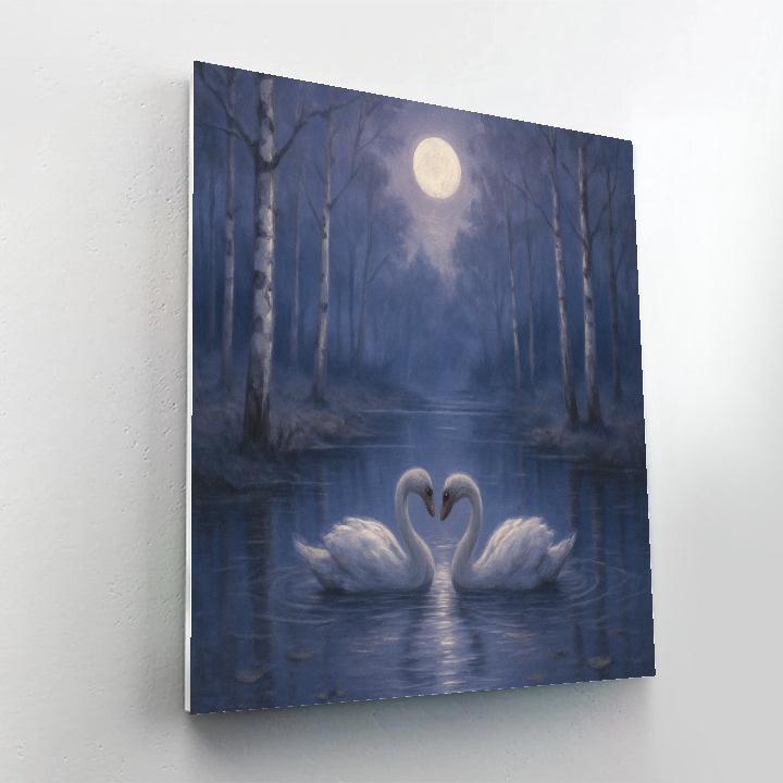 Moonlit Birch Serenade Paint by numbers art