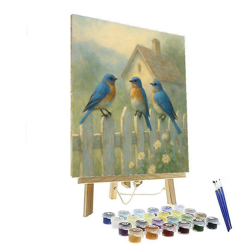 Bluebird Cottage Morning Number painting