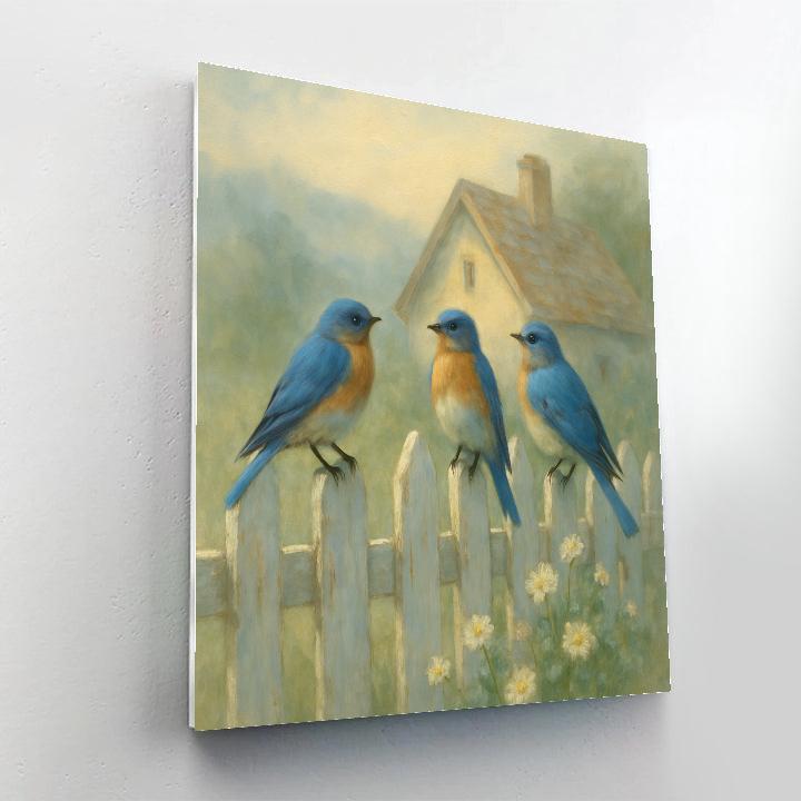 Bluebird Cottage Morning Number painting
