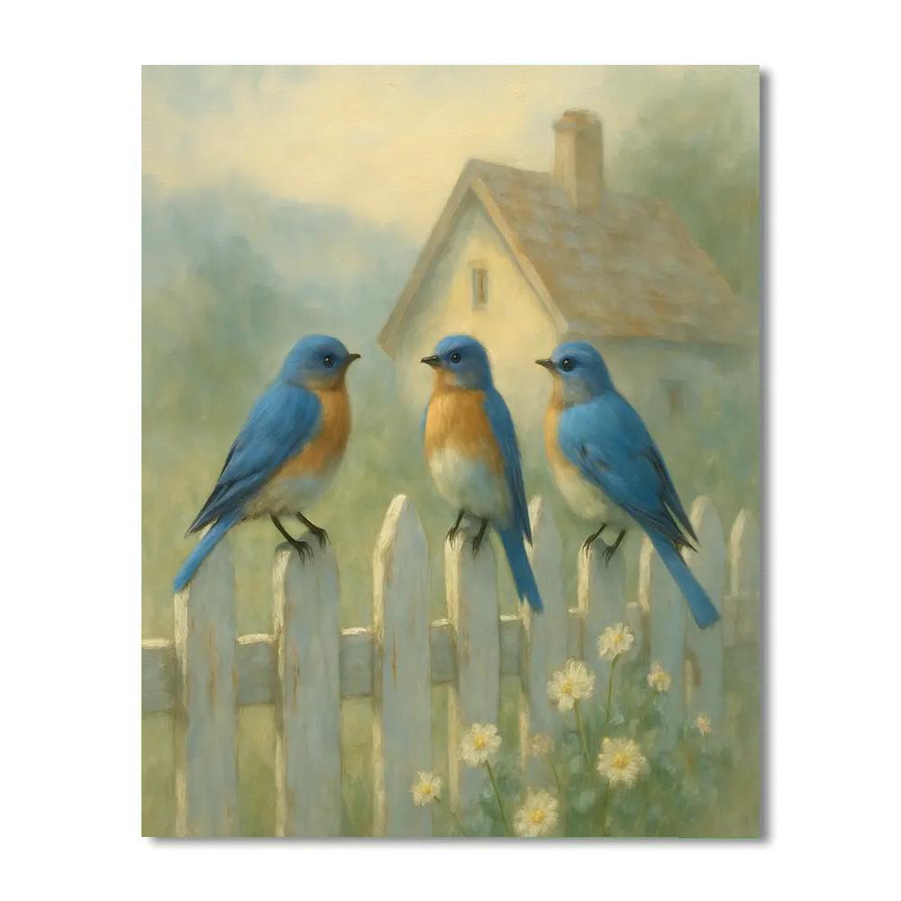 Bluebird Cottage Morning Number painting