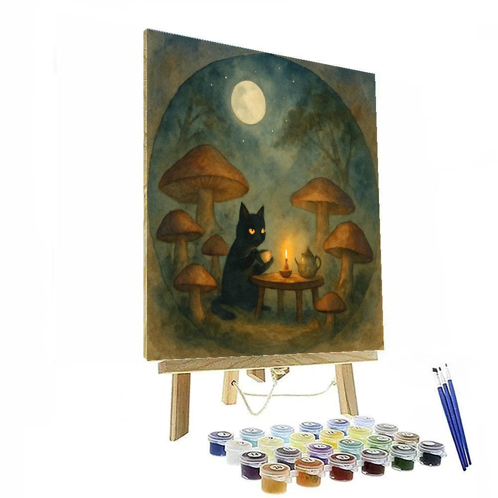 Mushroom Moonlight Tea Party Numbered painting kits