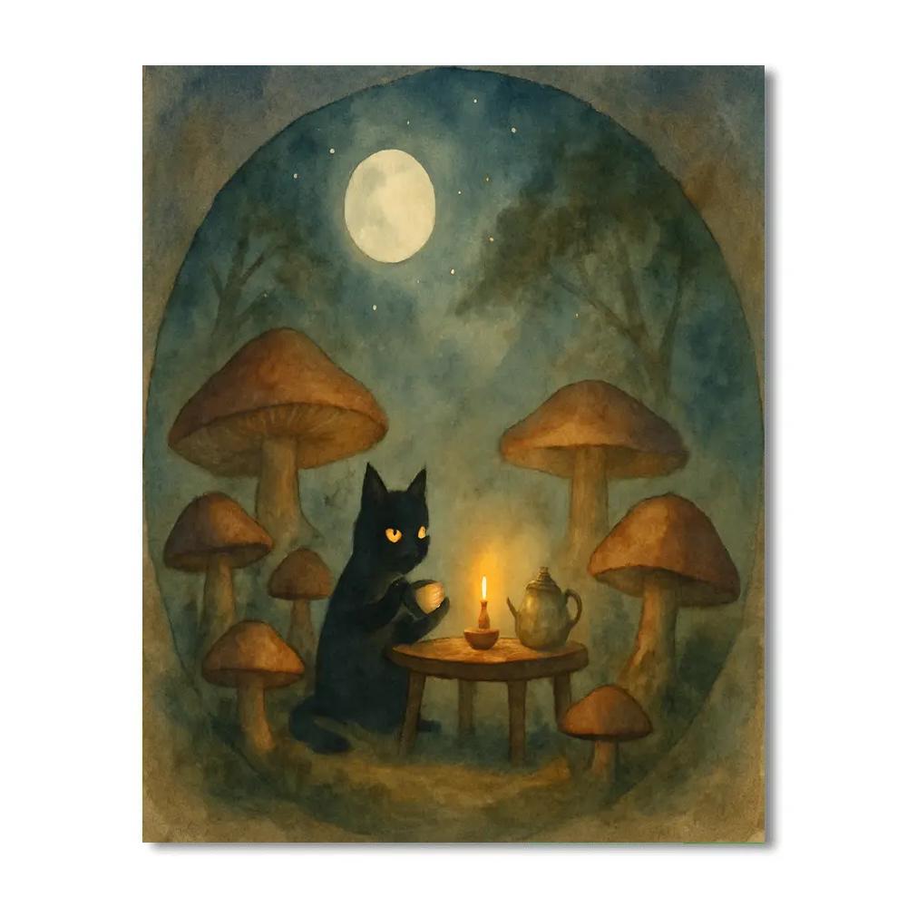 Mushroom Moonlight Tea Party Numbered painting kits