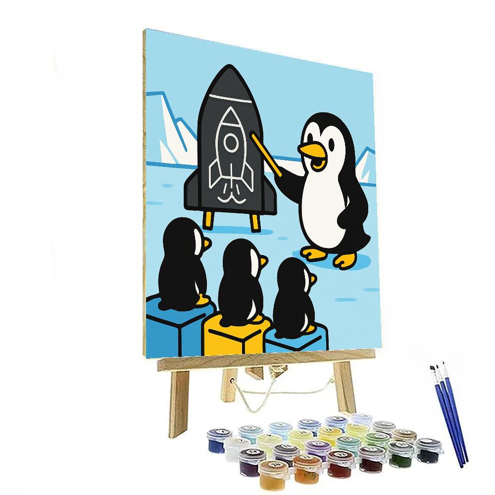 Rocket Penguin Ice School paint by number