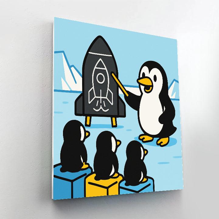 Rocket Penguin Ice School paint by number