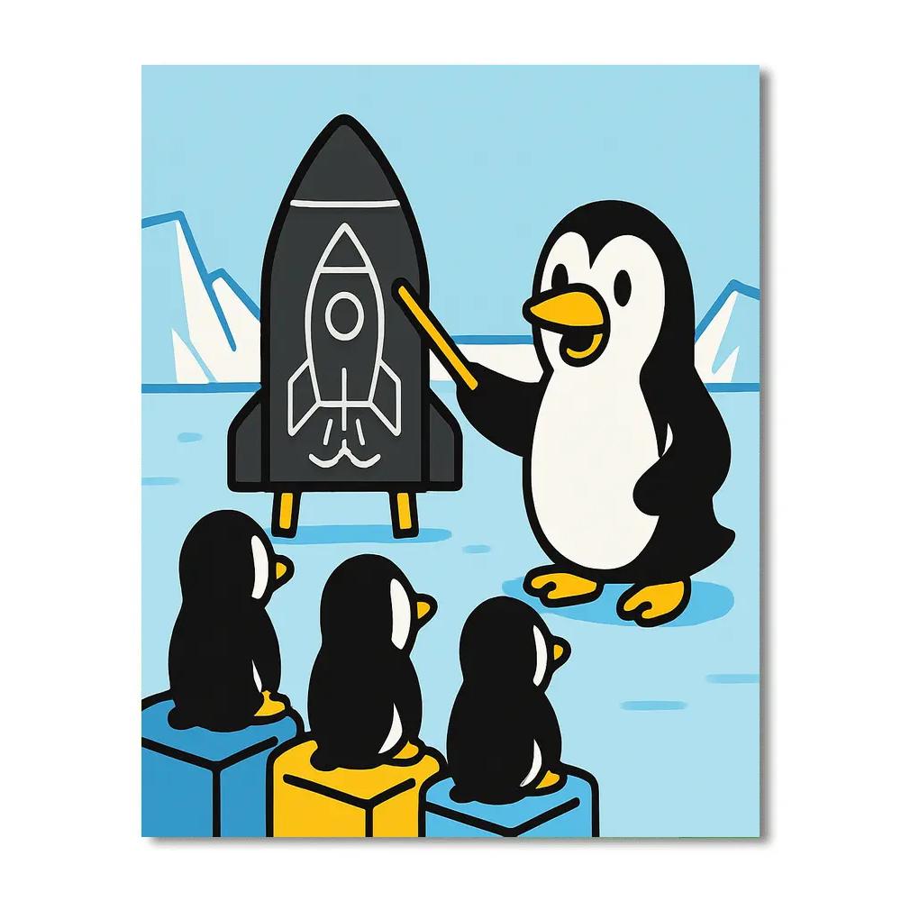 Rocket Penguin Ice School paint by number