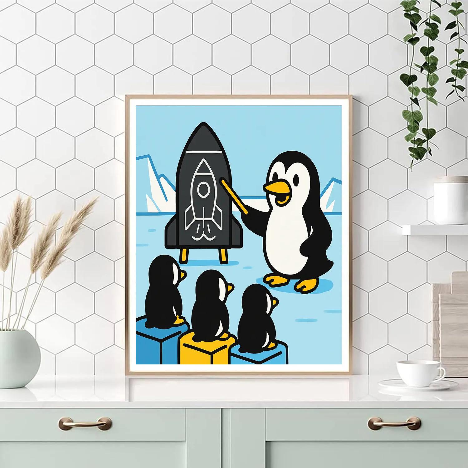 Rocket Penguin Ice School paint by number