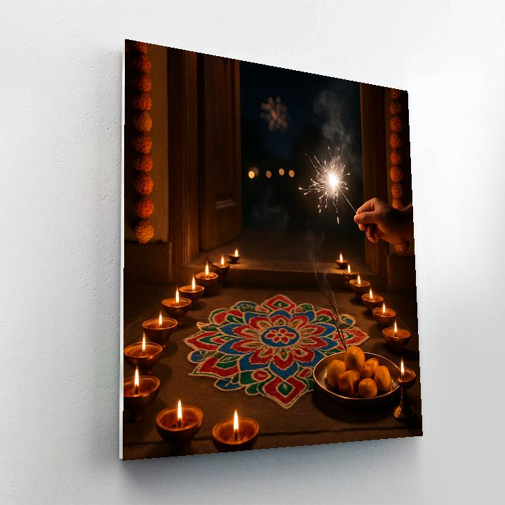 Diwali Doorstep Diyas And Rangoli Painting by numbers kit