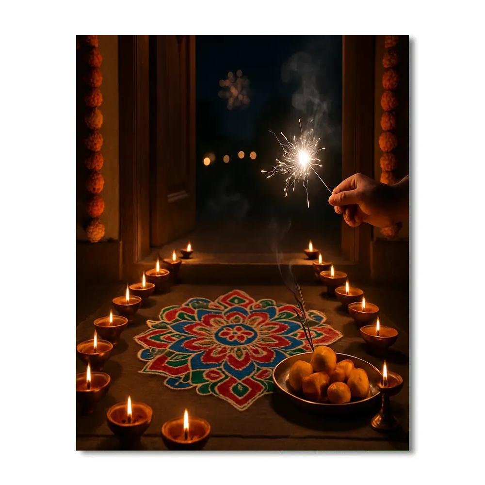 Diwali Doorstep Diyas And Rangoli Painting by numbers kit