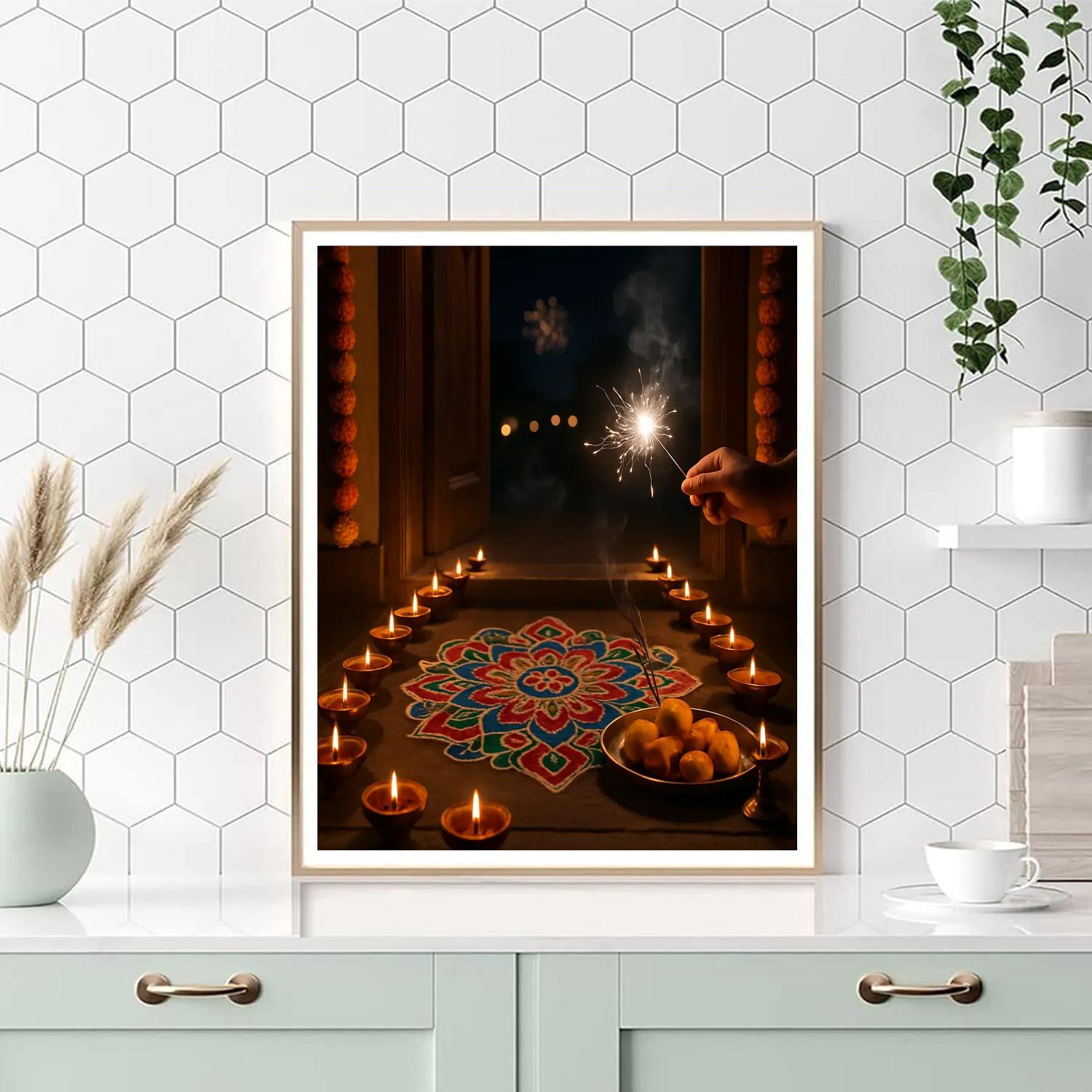 Diwali Doorstep Diyas And Rangoli Painting by numbers kit